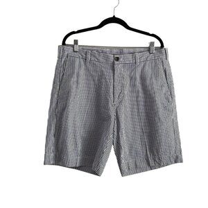 Brooks Brothers Men SZ W35 Blue/White Seersucker Striped  Flat Front Shorts